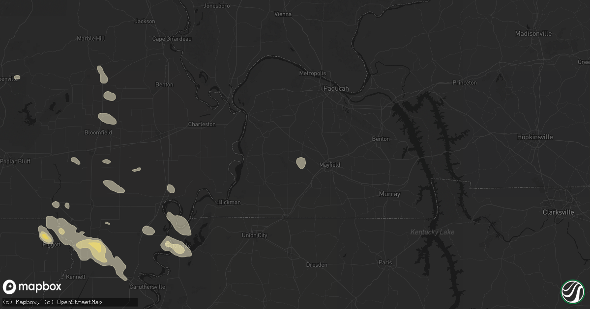 Hail map in Fancy Farm, KY on August 26, 2026