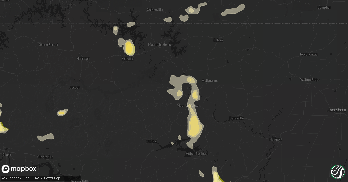 Hail map in Fifty Six, AR on August 26, 2026