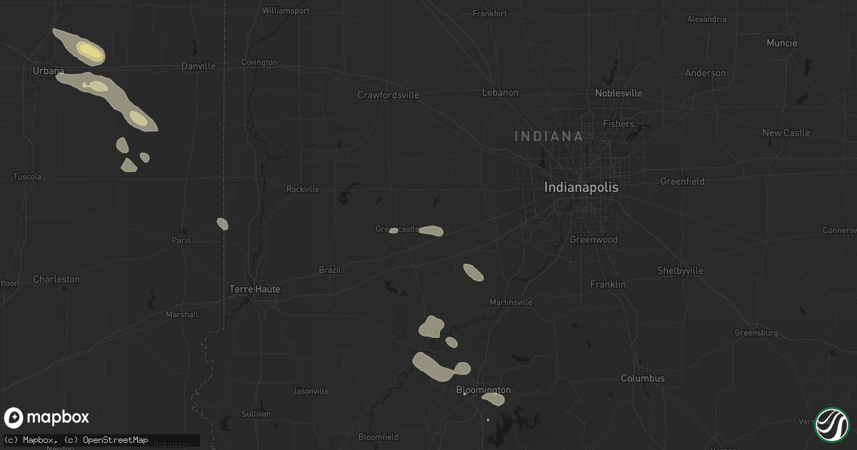 Hail map in Fillmore, IN on August 26, 2026