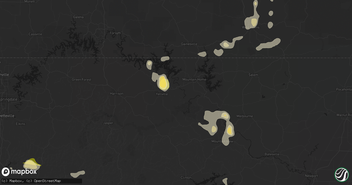 Hail map in Flippin, AR on August 26, 2026