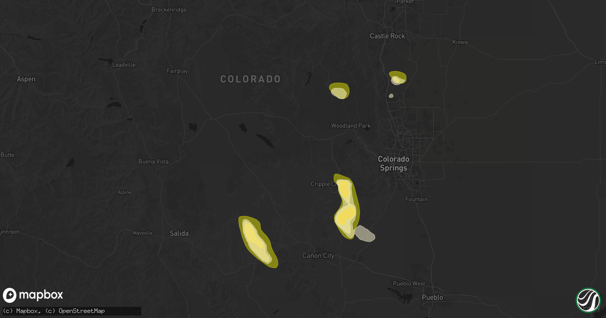 Hail map in Florissant, CO on August 26, 2026