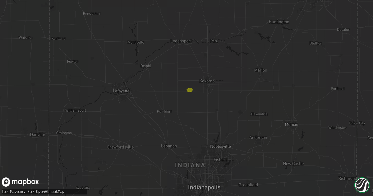 Hail map in Forest, IN on August 26, 2026