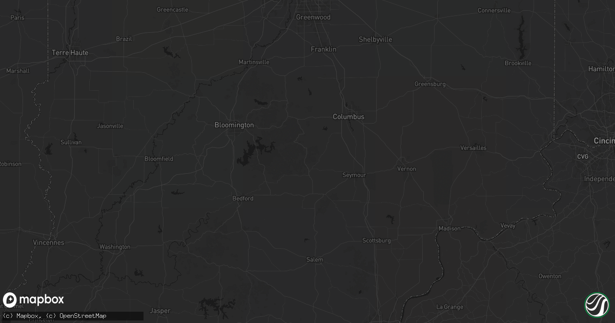 Hail map in Freetown, IN on August 26, 2026