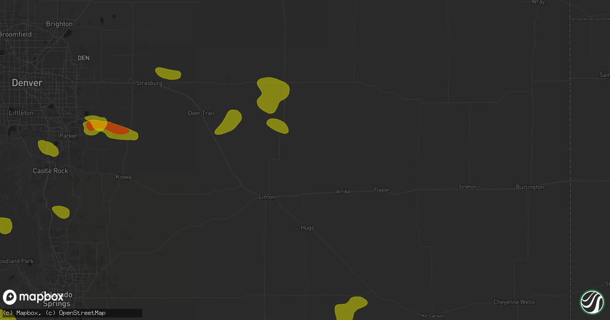 Hail map in Genoa, CO on August 26, 2026
