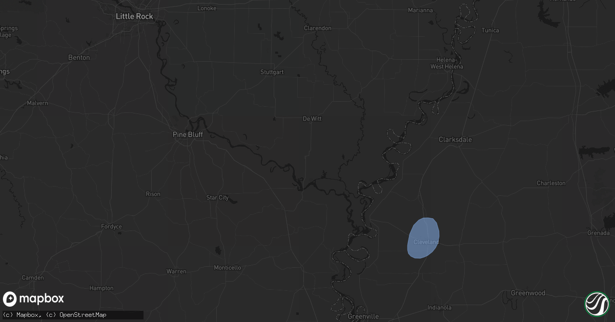 Hail map in Gillett, AR on August 26, 2026