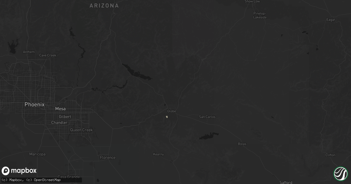Hail map in Globe, AZ on August 26, 2026