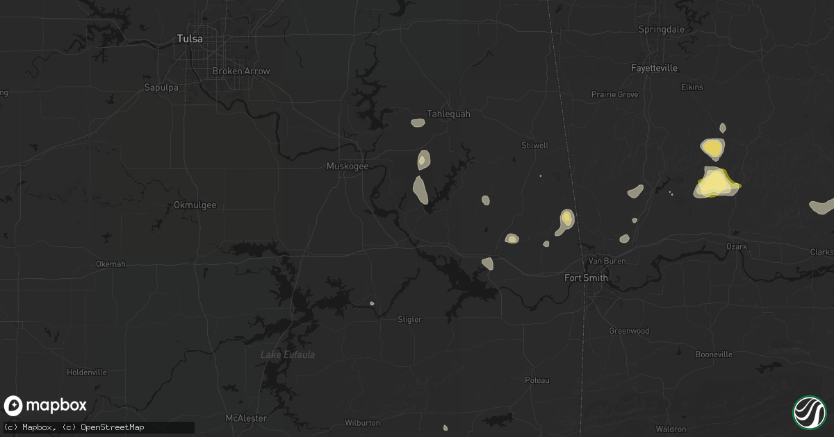 Hail map in Gore, OK on August 26, 2026