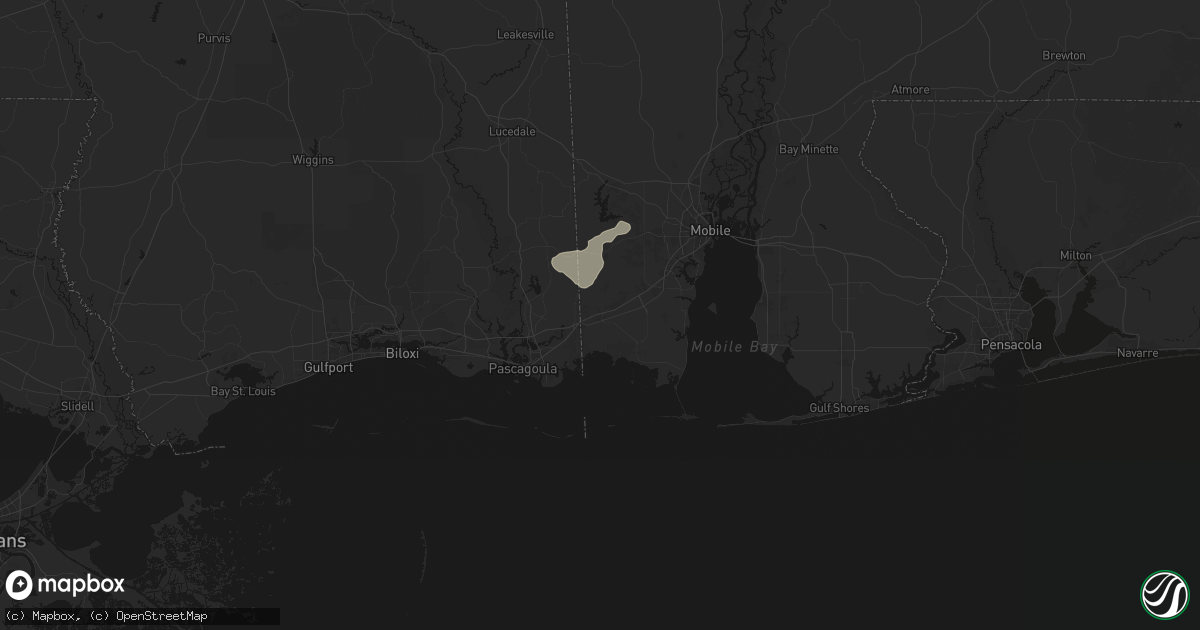 Hail map in Grand Bay, AL on August 26, 2026