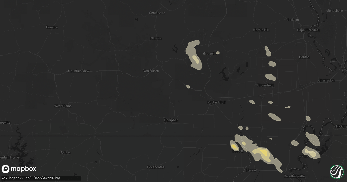 Hail map in Grandin, MO on August 26, 2026