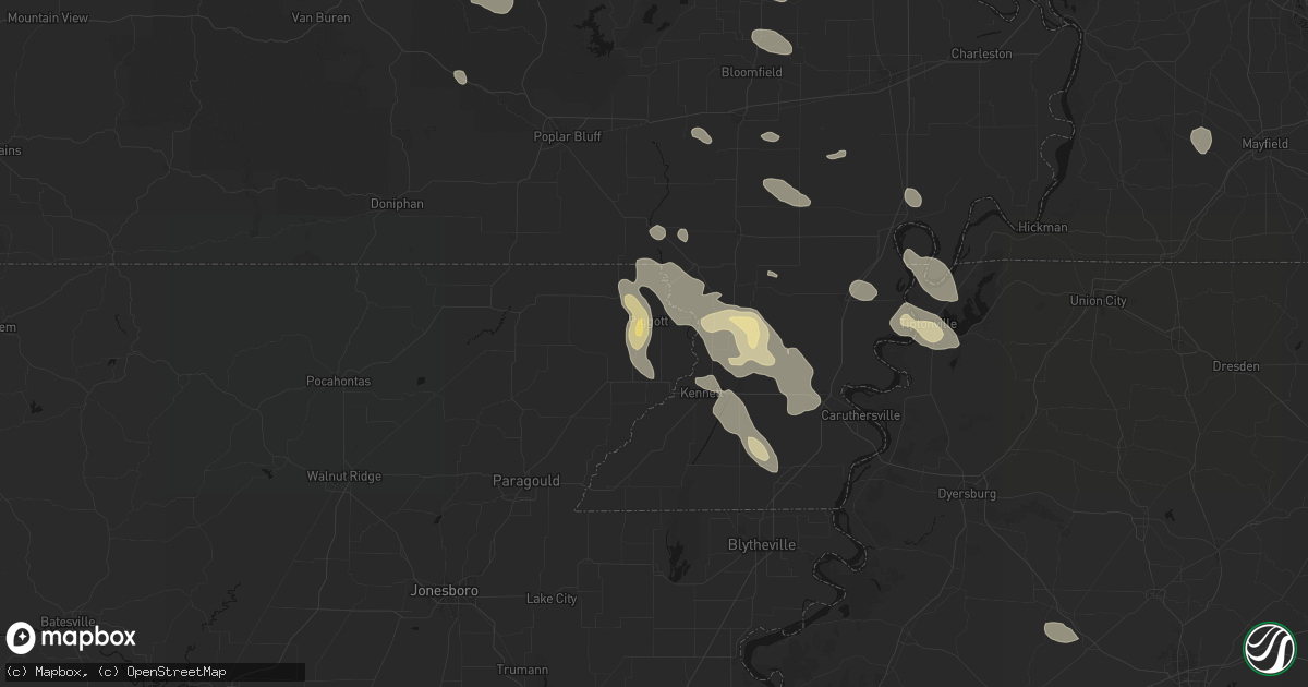 Hail map in Greenway, AR on August 26, 2026