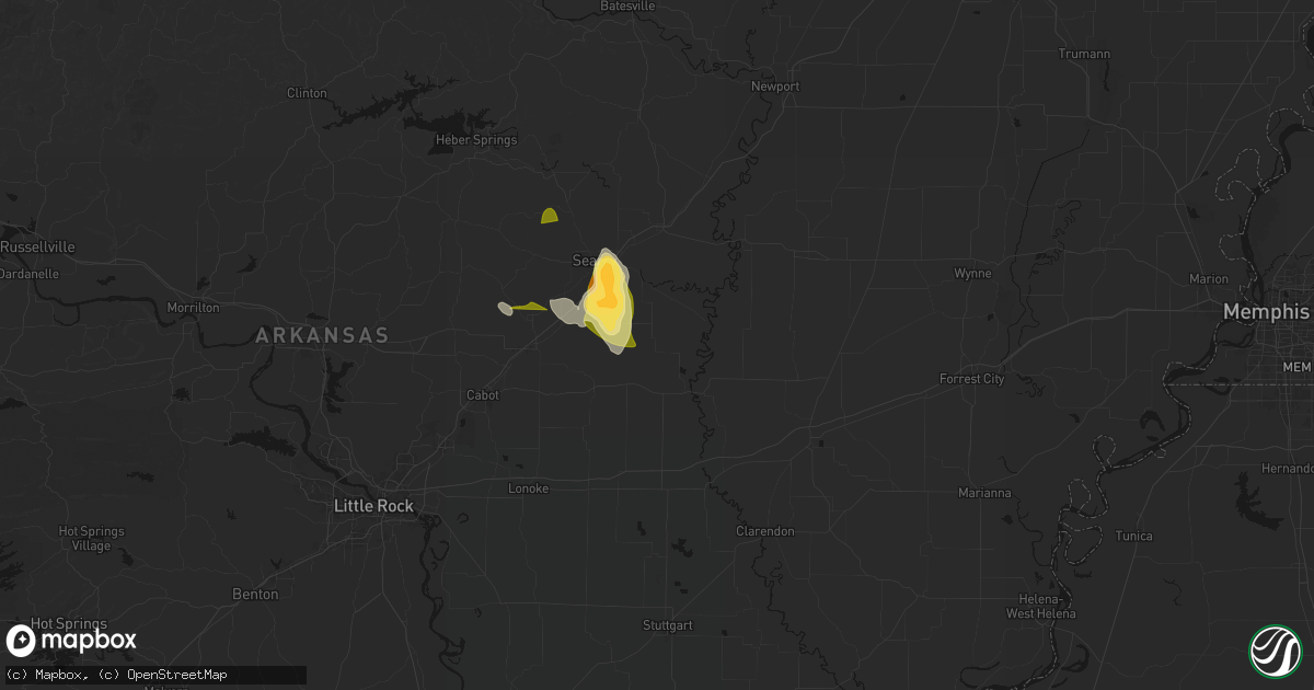 Hail map in Griffithville, AR on August 26, 2026