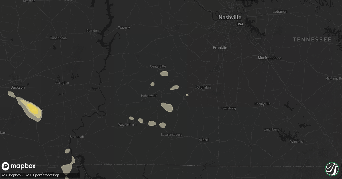 Hail map in Hampshire, TN on August 26, 2026