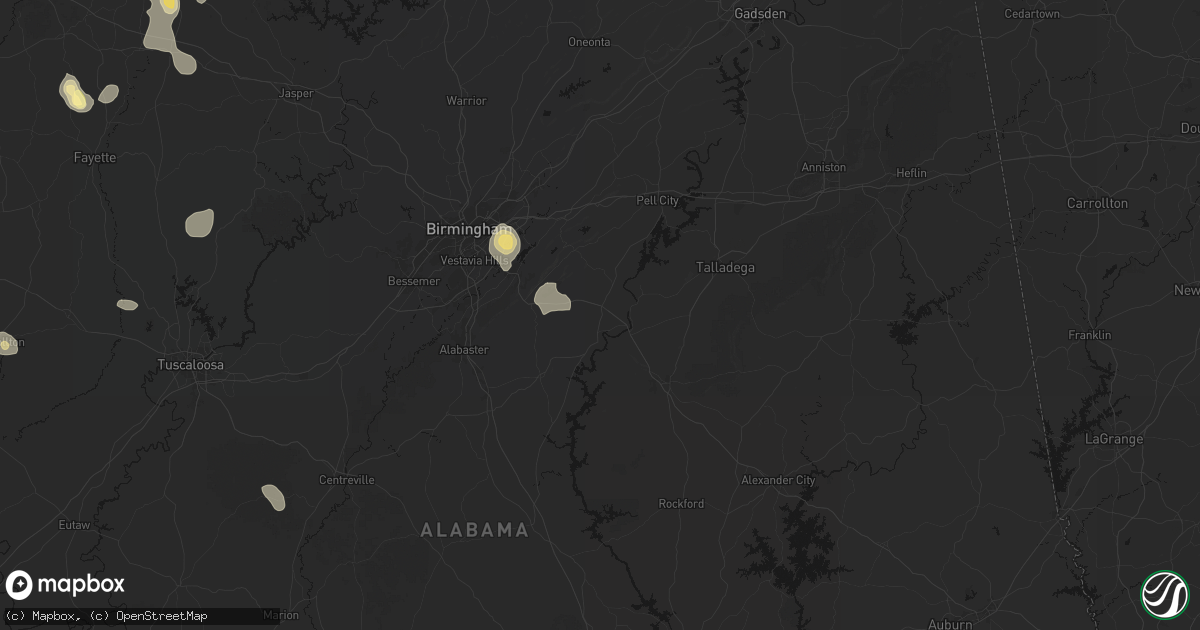 Hail map in Harpersville, AL on August 26, 2026