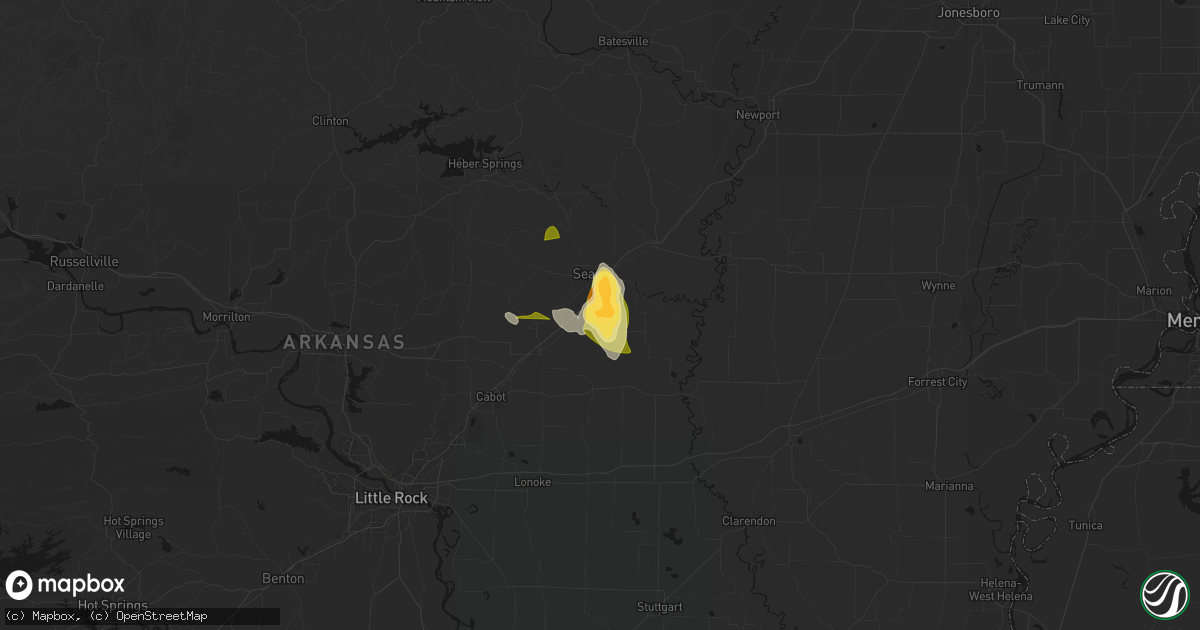 Hail map in Higginson, AR on August 26, 2026