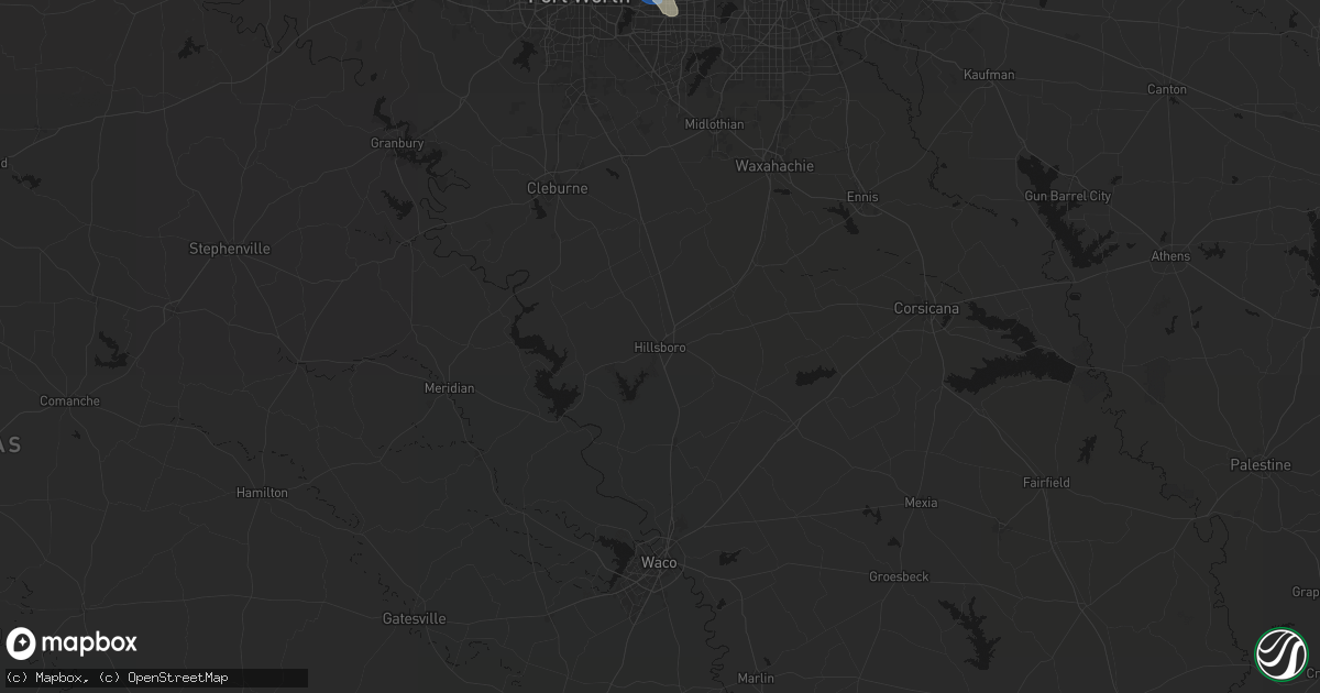 Hail map in Hillsboro, TX on August 26, 2026