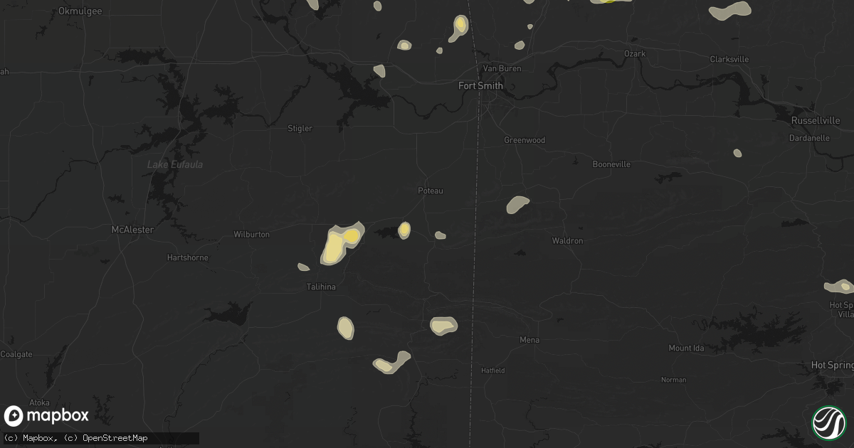 Hail map in Howe, OK on August 26, 2026