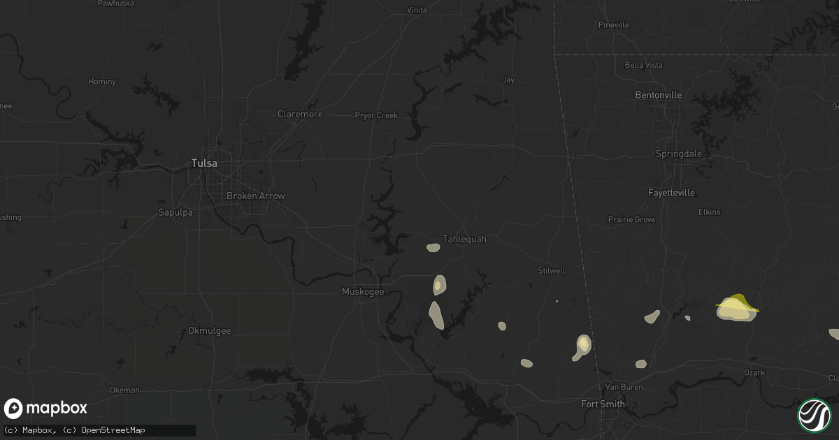 Hail map in Hulbert, OK on August 26, 2026