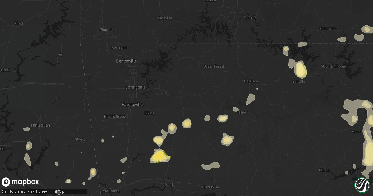 Hail map in Huntsville, AR on August 26, 2026