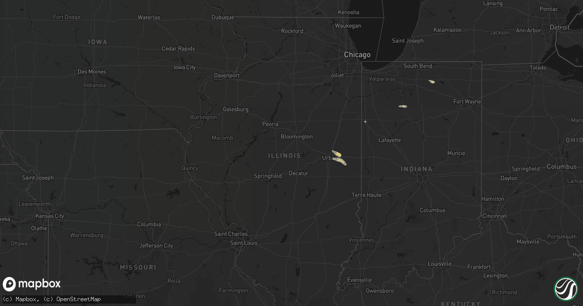 Hail map in Illinois on August 26, 2026