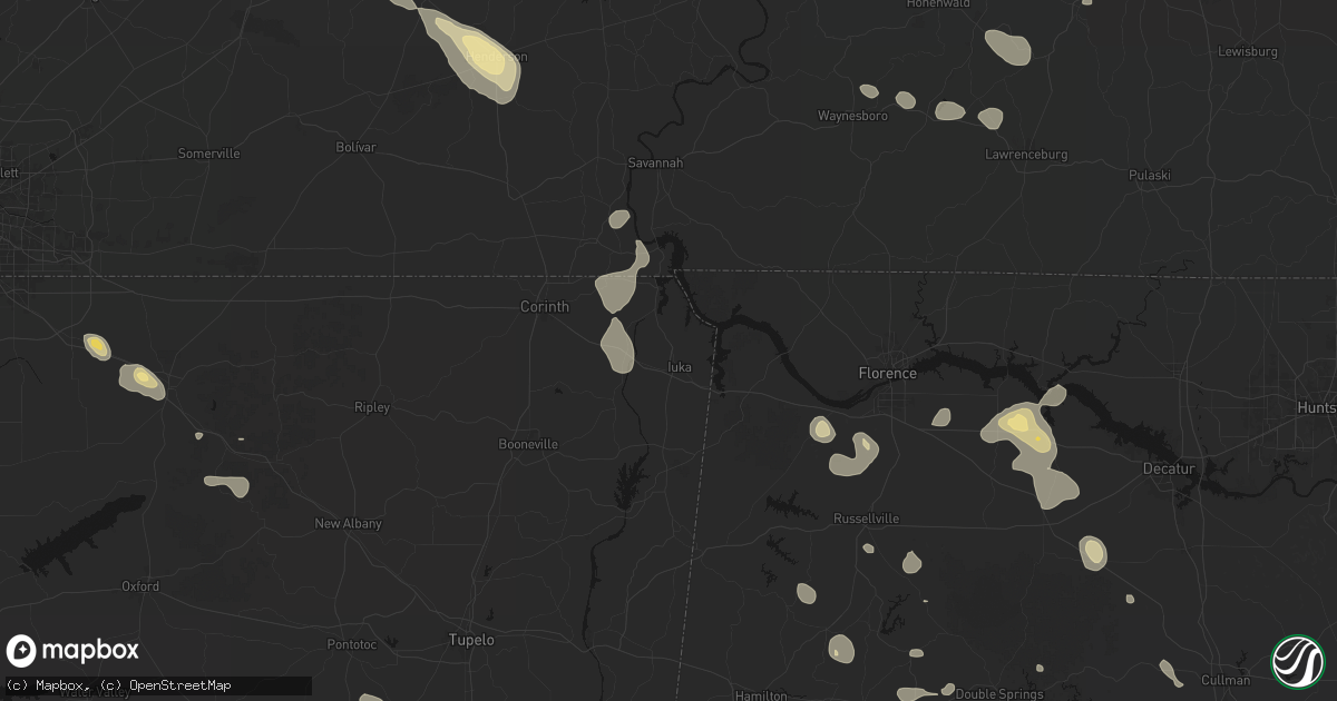 Hail map in Iuka, MS on August 26, 2026