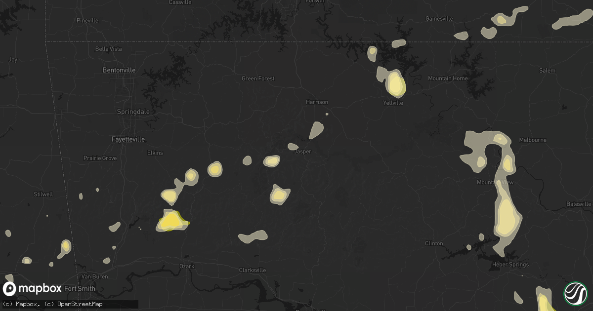 Hail map in Jasper, AR on August 26, 2026