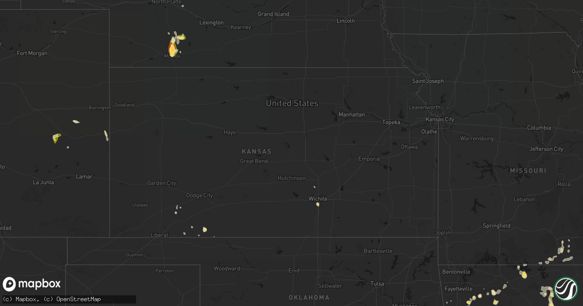 Hail map in Kansas on August 26, 2026