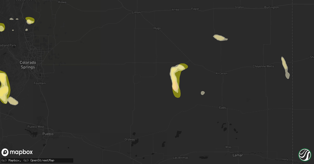 Hail map in Karval, CO on August 26, 2026