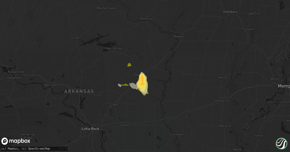 Hail map in Kensett, AR on August 26, 2026