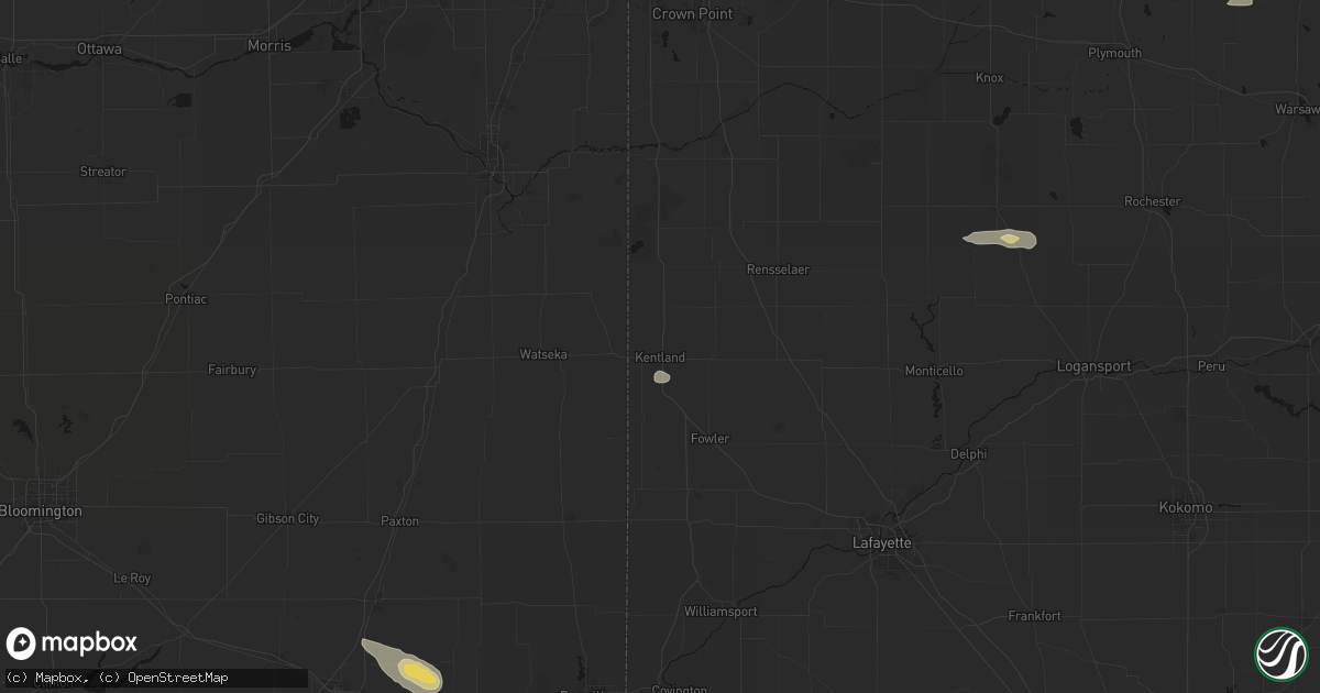 Hail map in Kentland, IN on August 26, 2026