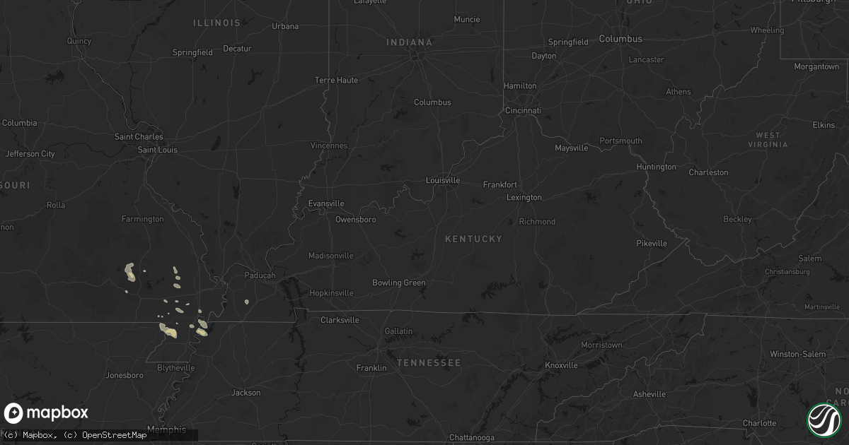 Hail map in Kentucky on August 26, 2026