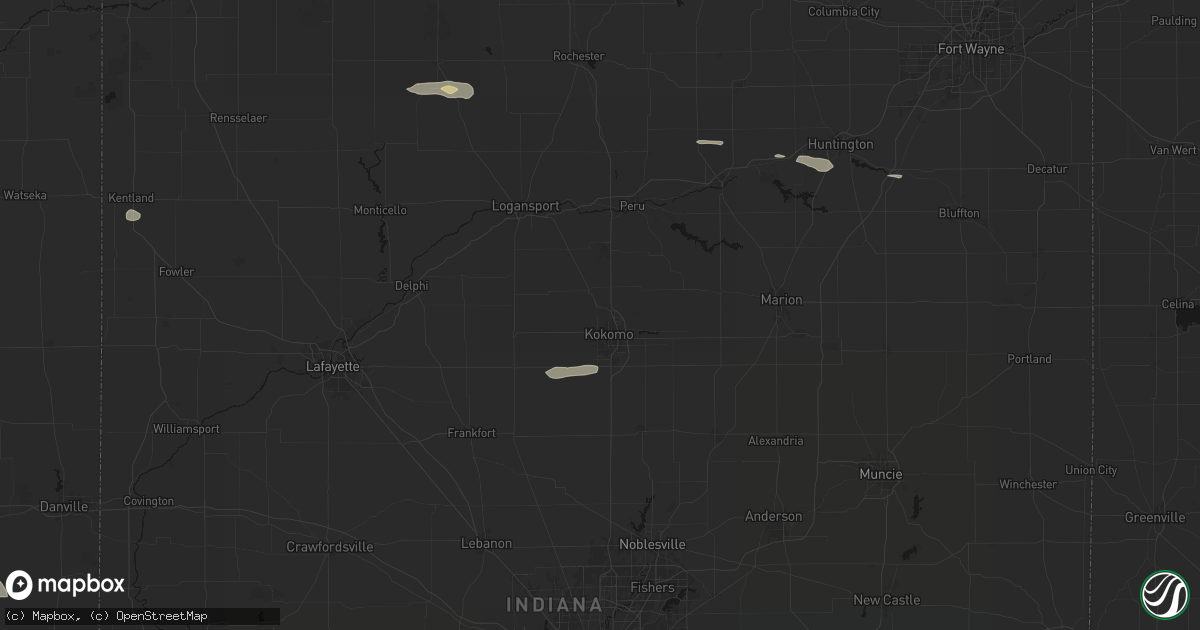 Hail map in Kokomo, IN on August 26, 2026