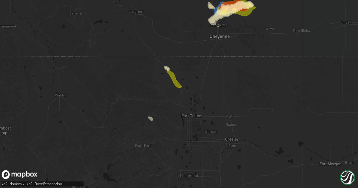 Hail map in Laporte, CO on August 26, 2026