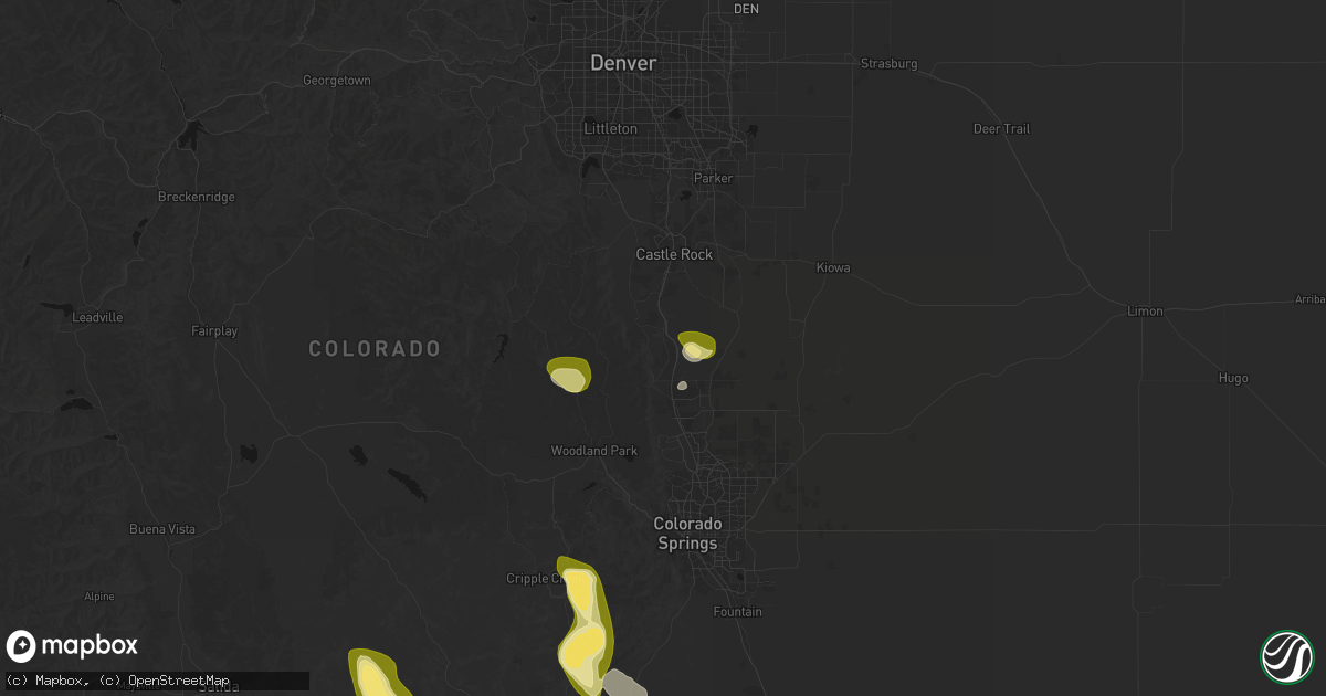 Hail map in Larkspur, CO on August 26, 2026