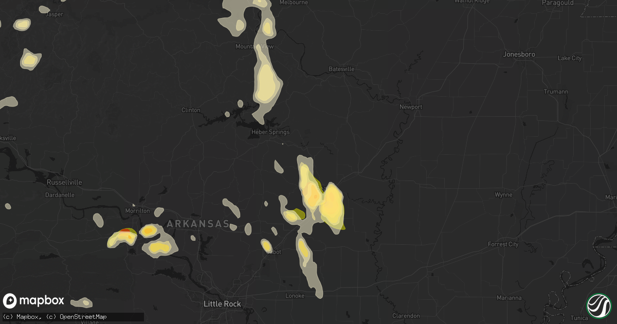 Hail map in Letona, AR on August 26, 2026