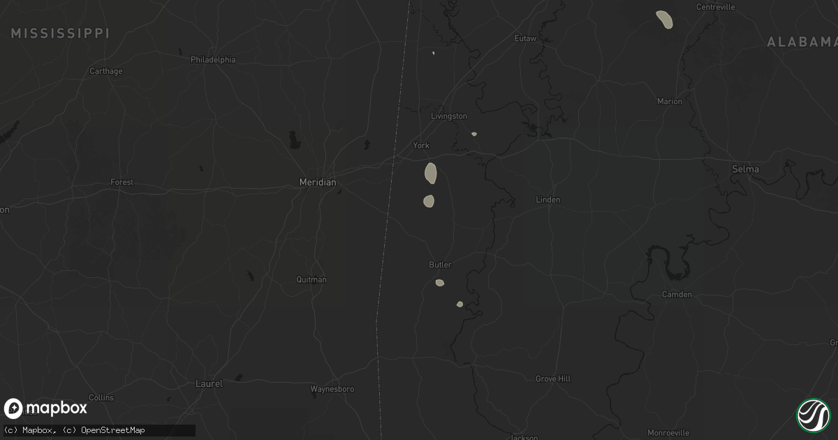 Hail map in Lisman, AL on August 26, 2026