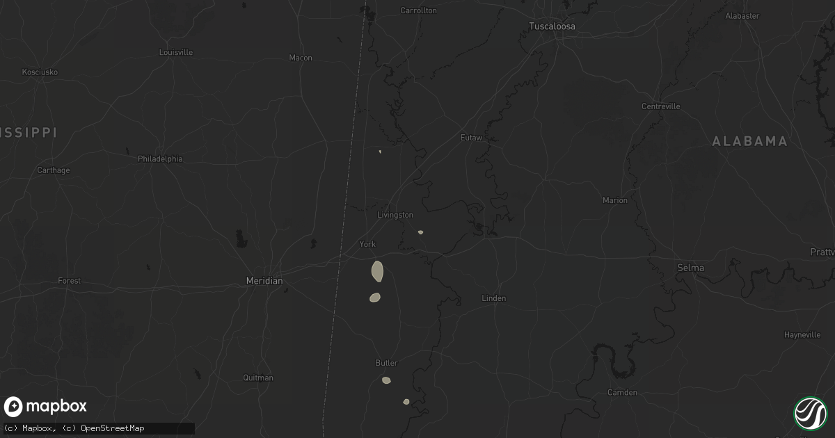 Hail map in Livingston, AL on August 26, 2026