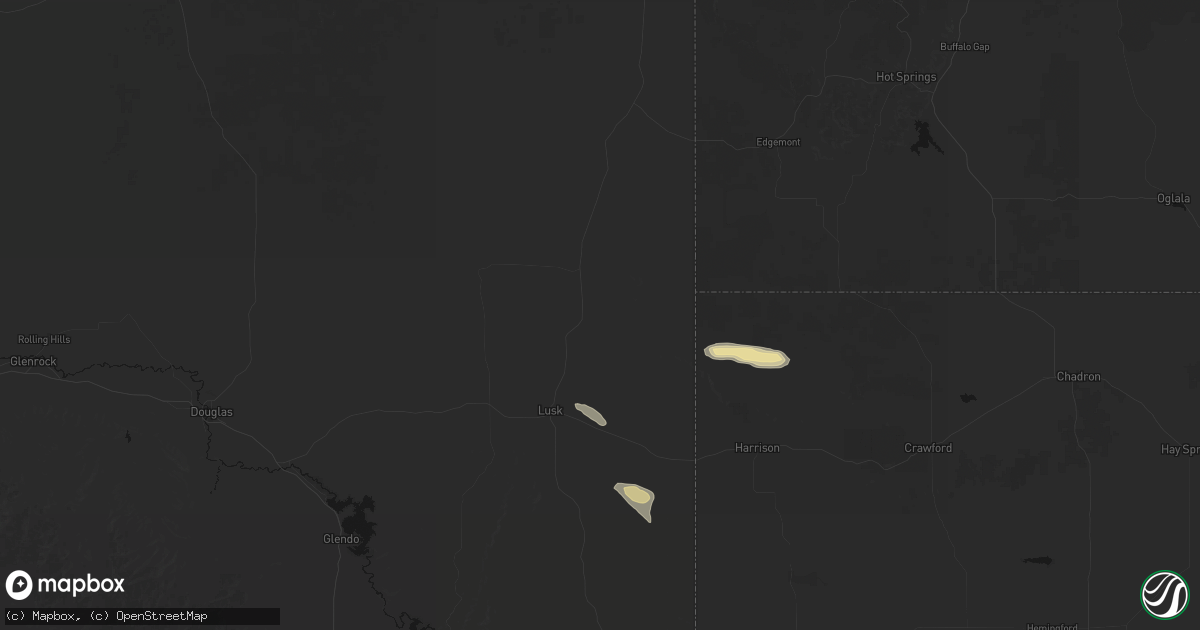 Hail map in Lusk, WY on August 26, 2026