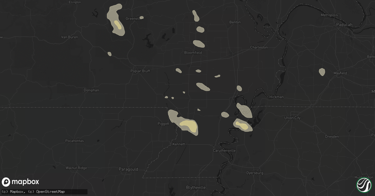 Hail map in Malden, MO on August 26, 2026