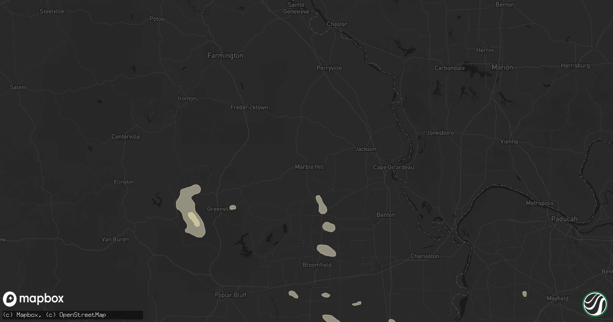 Hail map in Marble Hill, MO on August 26, 2026