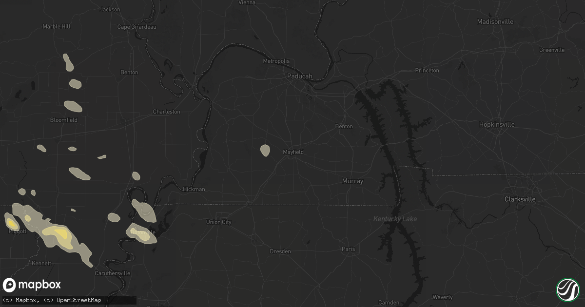 Hail map in Mayfield, KY on August 26, 2026