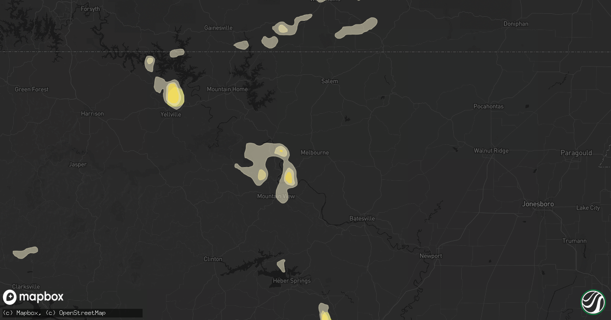 Hail map in Melbourne, AR on August 26, 2026
