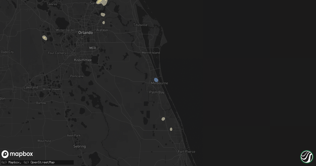 Hail map in Melbourne, FL on August 26, 2026