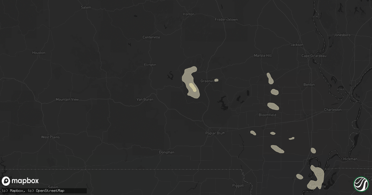 Hail map in Mill Spring, MO on August 26, 2026
