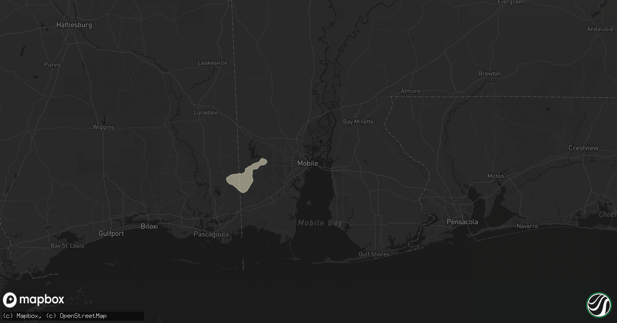 Hail map in Mobile, AL on August 26, 2026