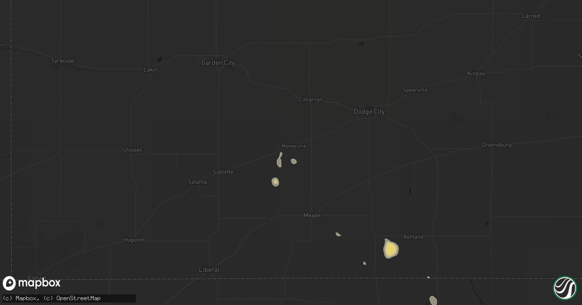 Hail map in Montezuma, KS on August 26, 2026
