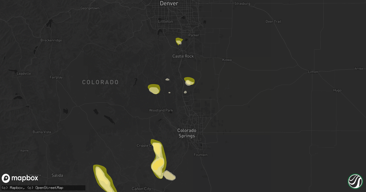 Hail map in Monument, CO on August 26, 2026
