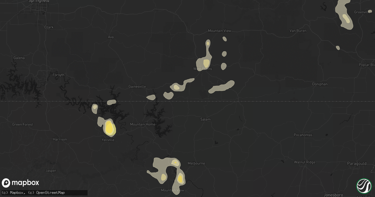 Hail map in Moody, MO on August 26, 2026