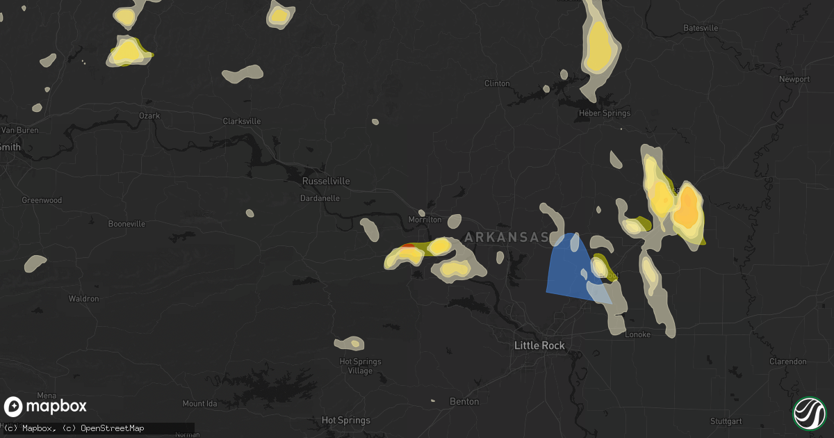Hail map in Morrilton, AR on August 26, 2026