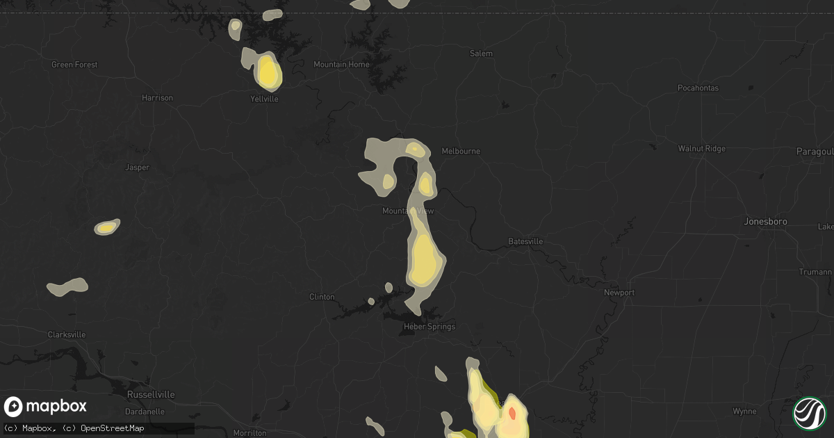 Hail map in Mountain View, AR on August 26, 2026