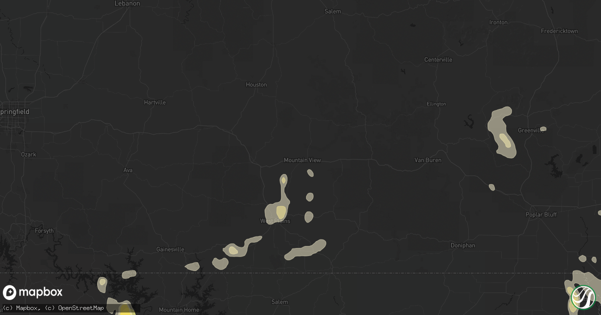 Hail map in Mountain View, MO on August 26, 2026